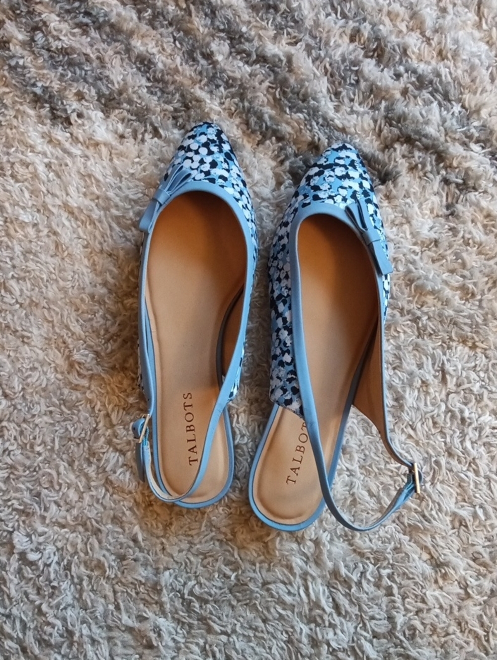 Talbots Light Blue Floral Slingback Flats - Picture 3 of 12